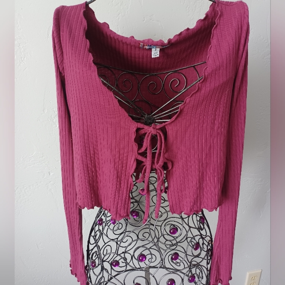 Urban Outfitters Ribbed Tie Front Cardigan